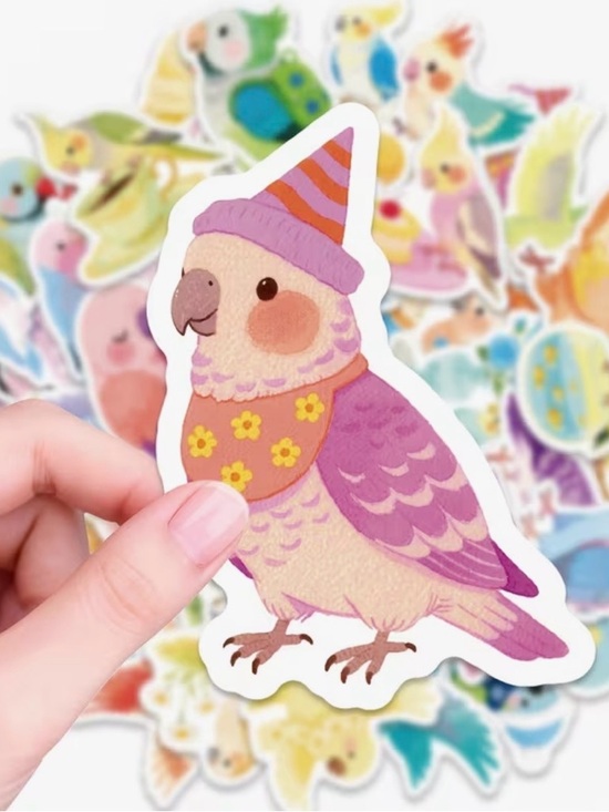 Other - 56 Cute Parrot Stickers Pastel Colors Party Favors Birds Crafts